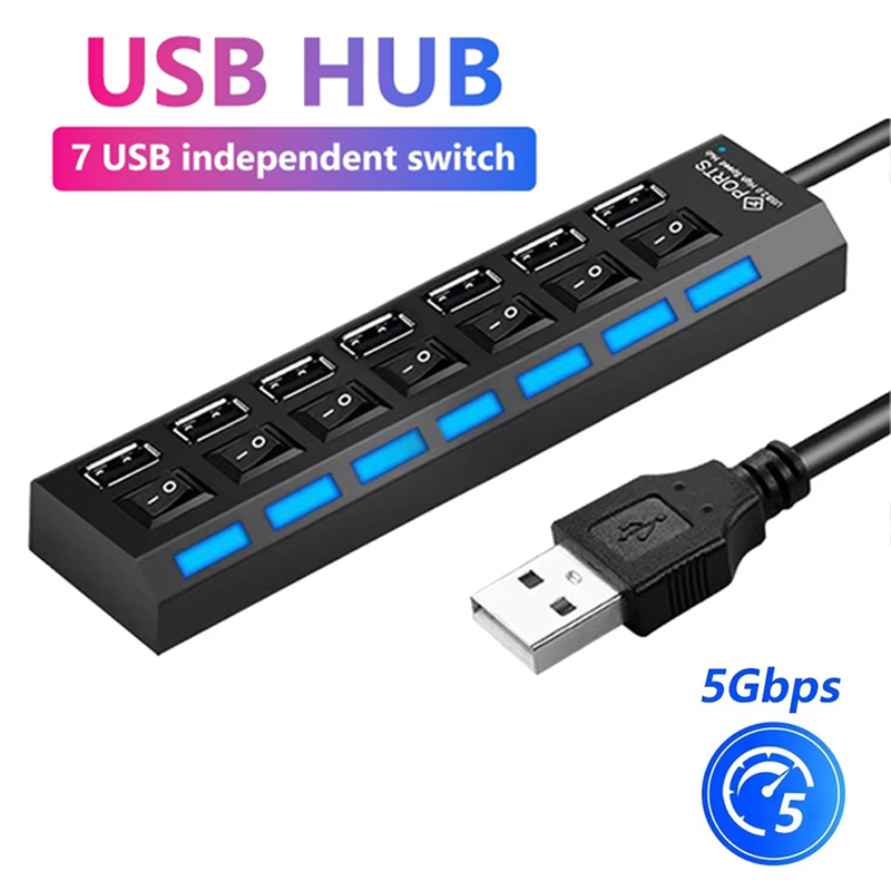 Laptop Accessories Usb - موزع USB 2.0 بـ 7 منافذ