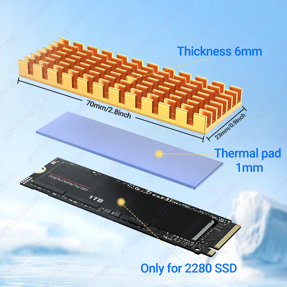 JEYI M.2 SSD مبرد ألومنيوم متع - مراجعة Laptop Accessories Cooling Pad وسعره